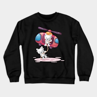 DareDevil Puppies Holding a Rope Helicopter Crewneck Sweatshirt